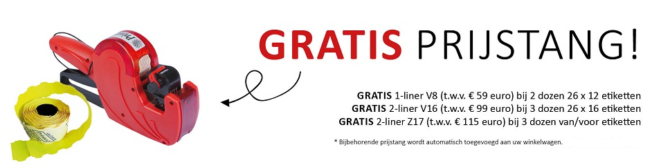 GRATIS prijstang prijstang, etiketteertang, prijstangetiketten, etikettering, prijsstickers, etiket, labeller, prijzentang, printex, textieltang, prijsetiketten, prijstangen, gratis prijstang, etiketten op rol, etiketten met logo, codeertang,